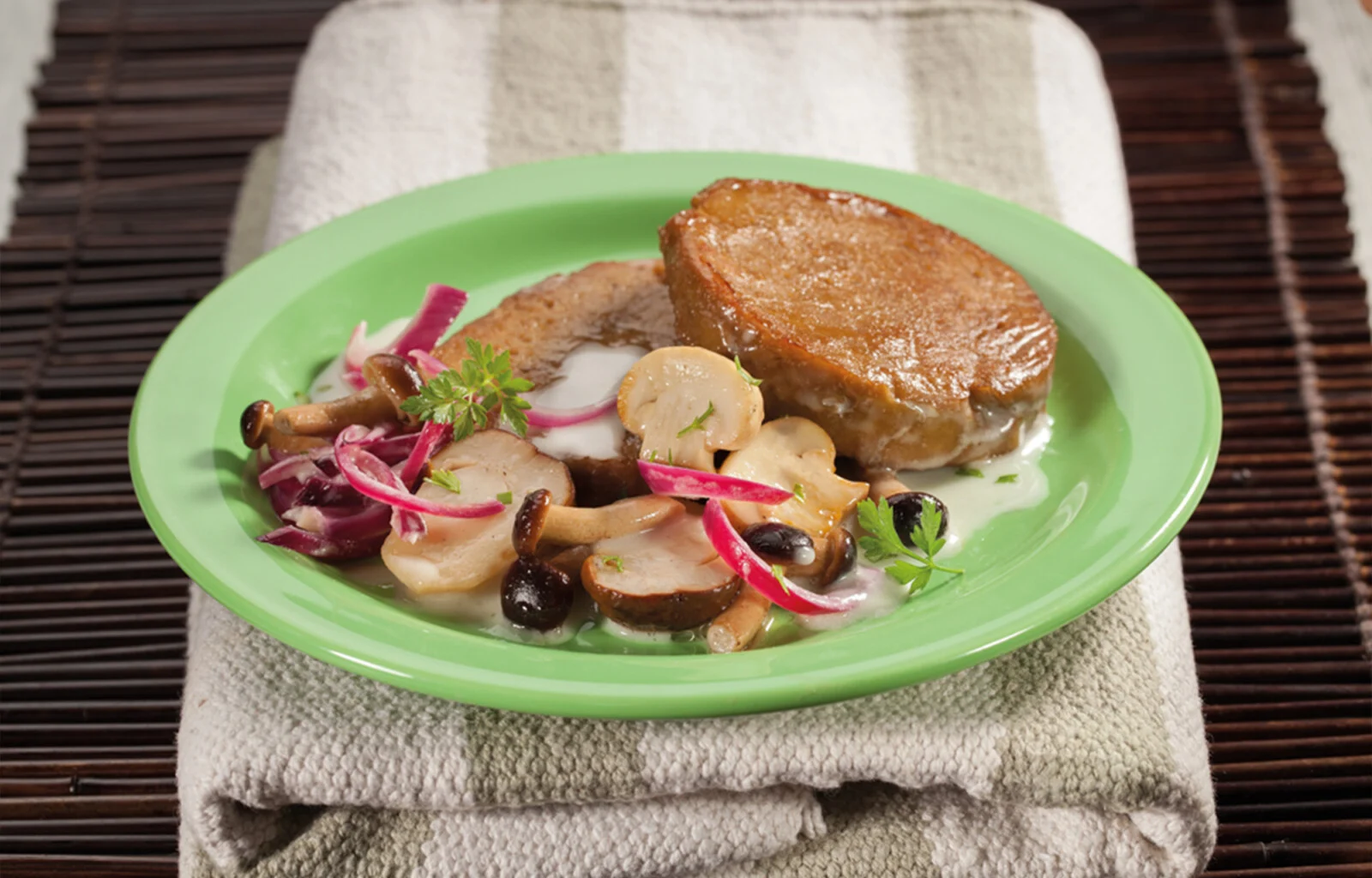 Recipe – Seitan escalope with mushrooms