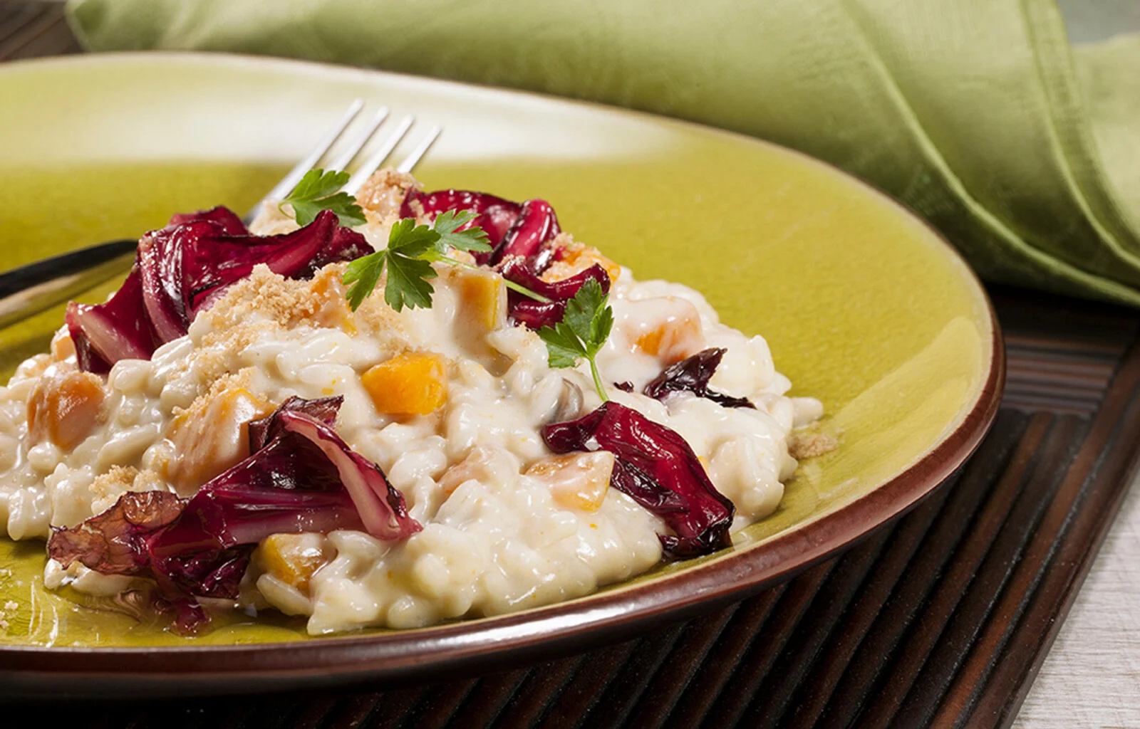 Arroz cremoso con calabaza y achicoria roja