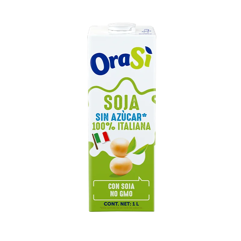 Bebida de Soja sin azúcares-100% vegetal e italiana