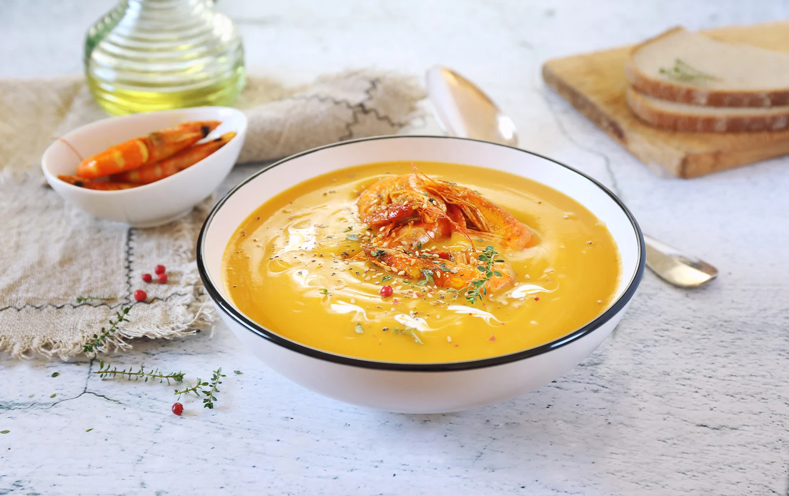 Ricetta – Vellutata di zucca con gamberi